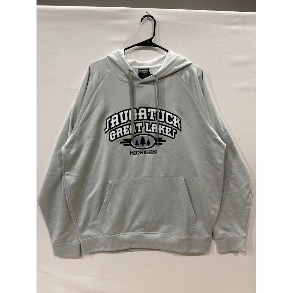 Y2K Saugatuck Great Lakes Hoodie Mens L Gray Michigan Graphic Embodied